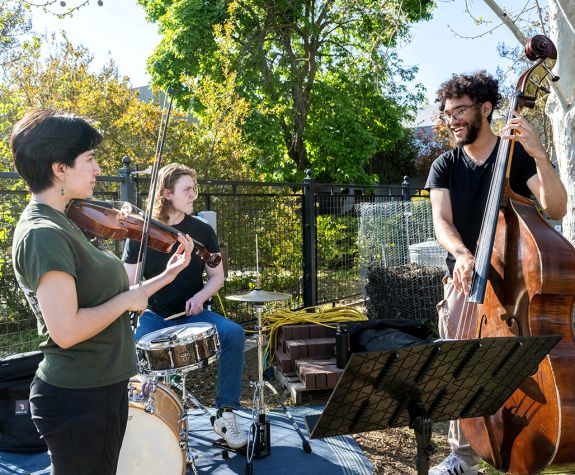 jazz trio at a garden party